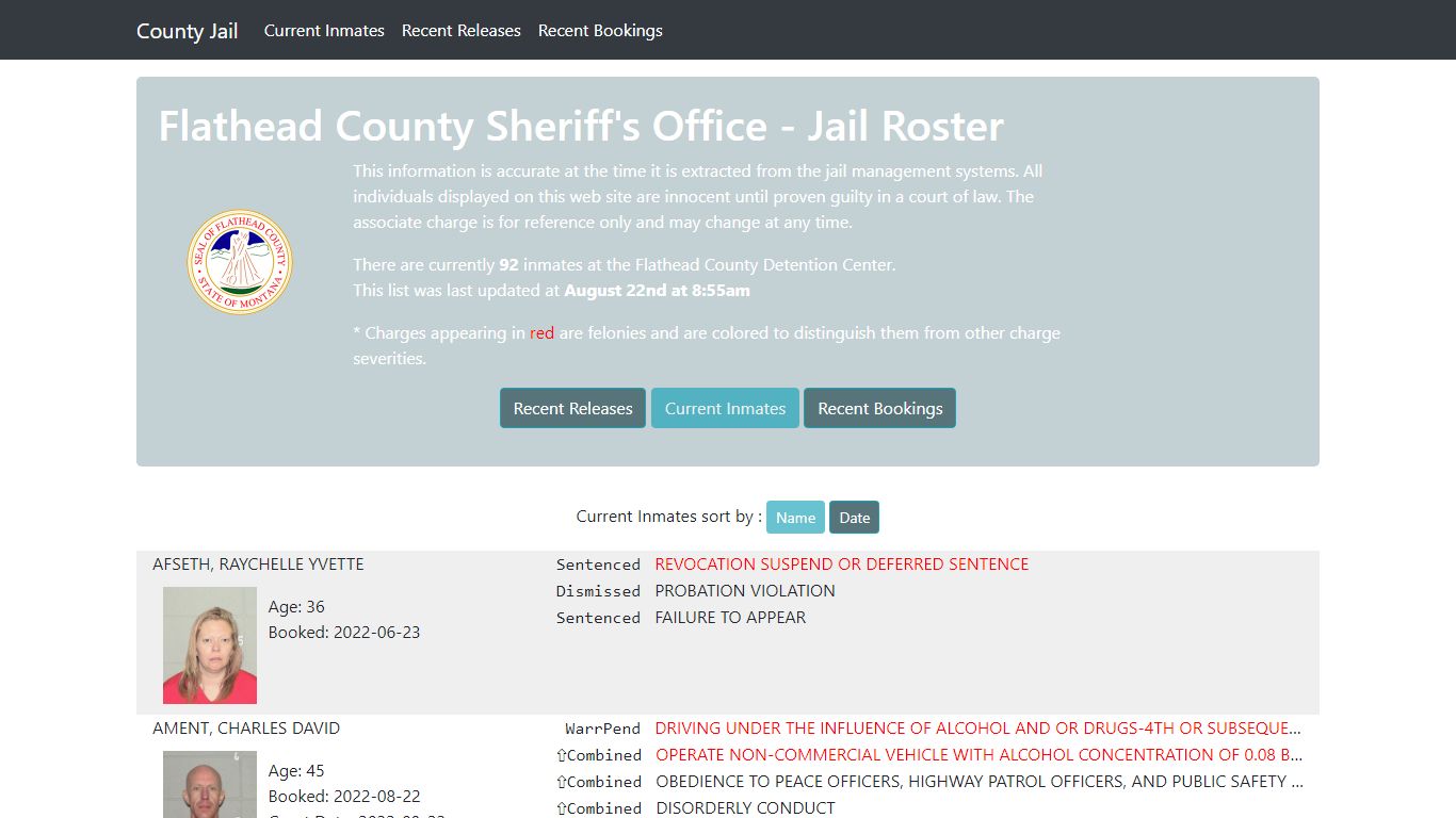 Flathead County Sheriff's Office - Jail Roster - Montana